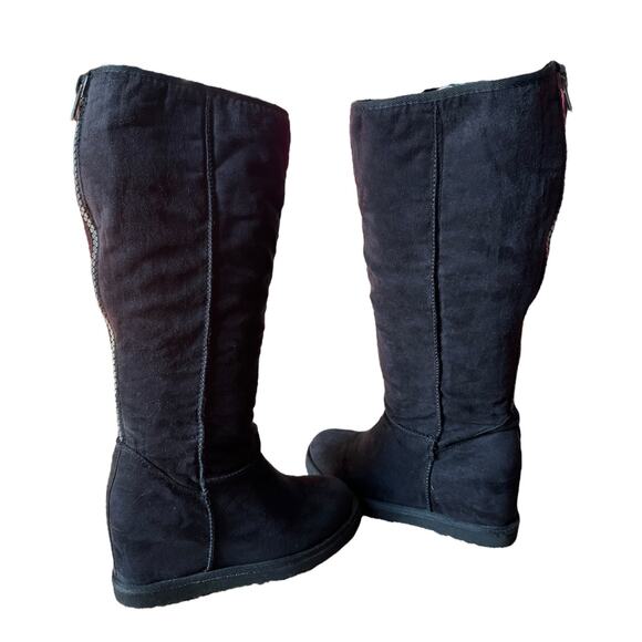 Madden Girl Swishin hidden wedge Black boots full back exposed zipper size 6.5 - Picture 5 of 16